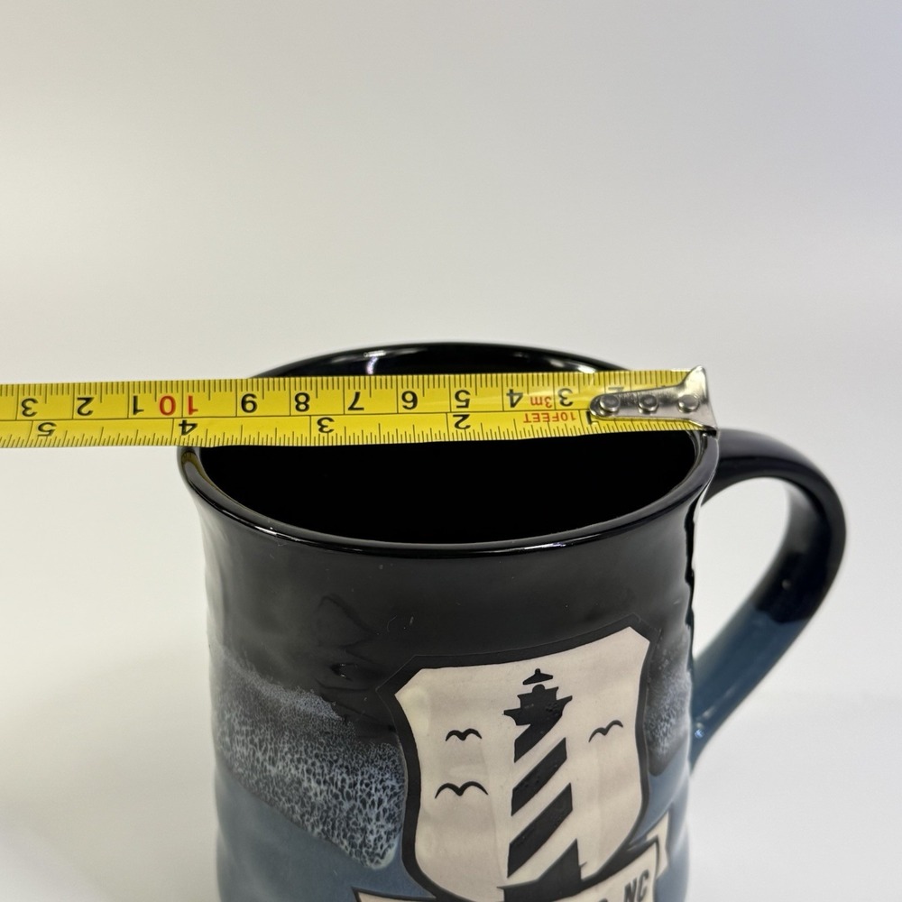 Outer Banks NC Pottery PCF Souvenir Mug Lighthouse 2 Tone Drip Glaze Large - Picture 11 of 11
